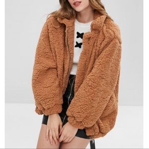 oversized faux fur teddy coat